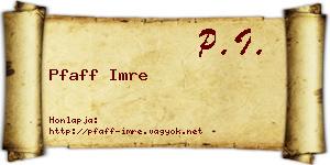 Pfaff Imre névjegykártya